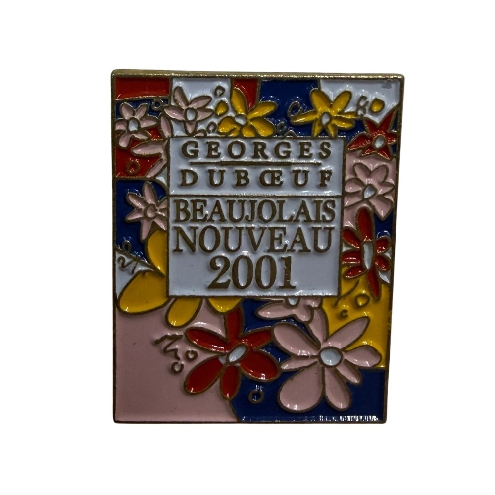 Vintage Georges Duboeuf Beaujolais Nouveau 2001 Enamel Floral Lapel Pin Wine